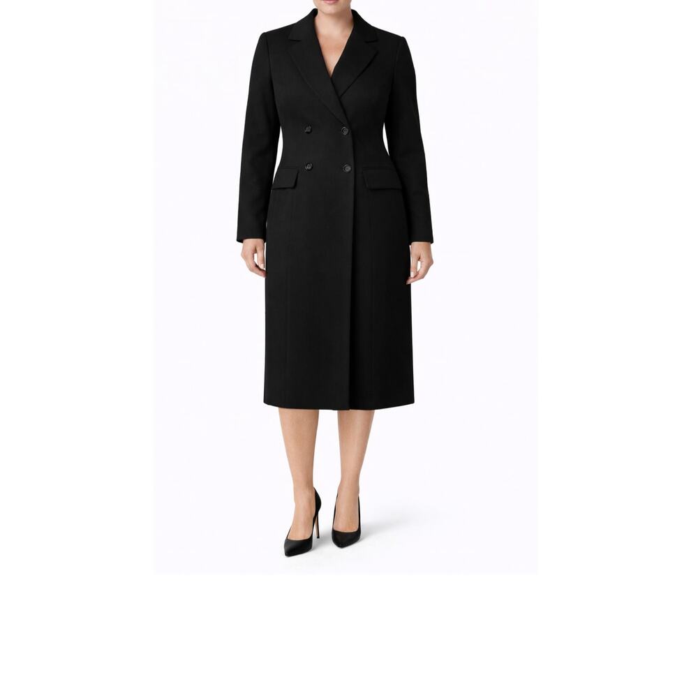 Joseph Janard Dress Womens Size 10 Black Wool Midi Double Breasted Vintage 1980s
